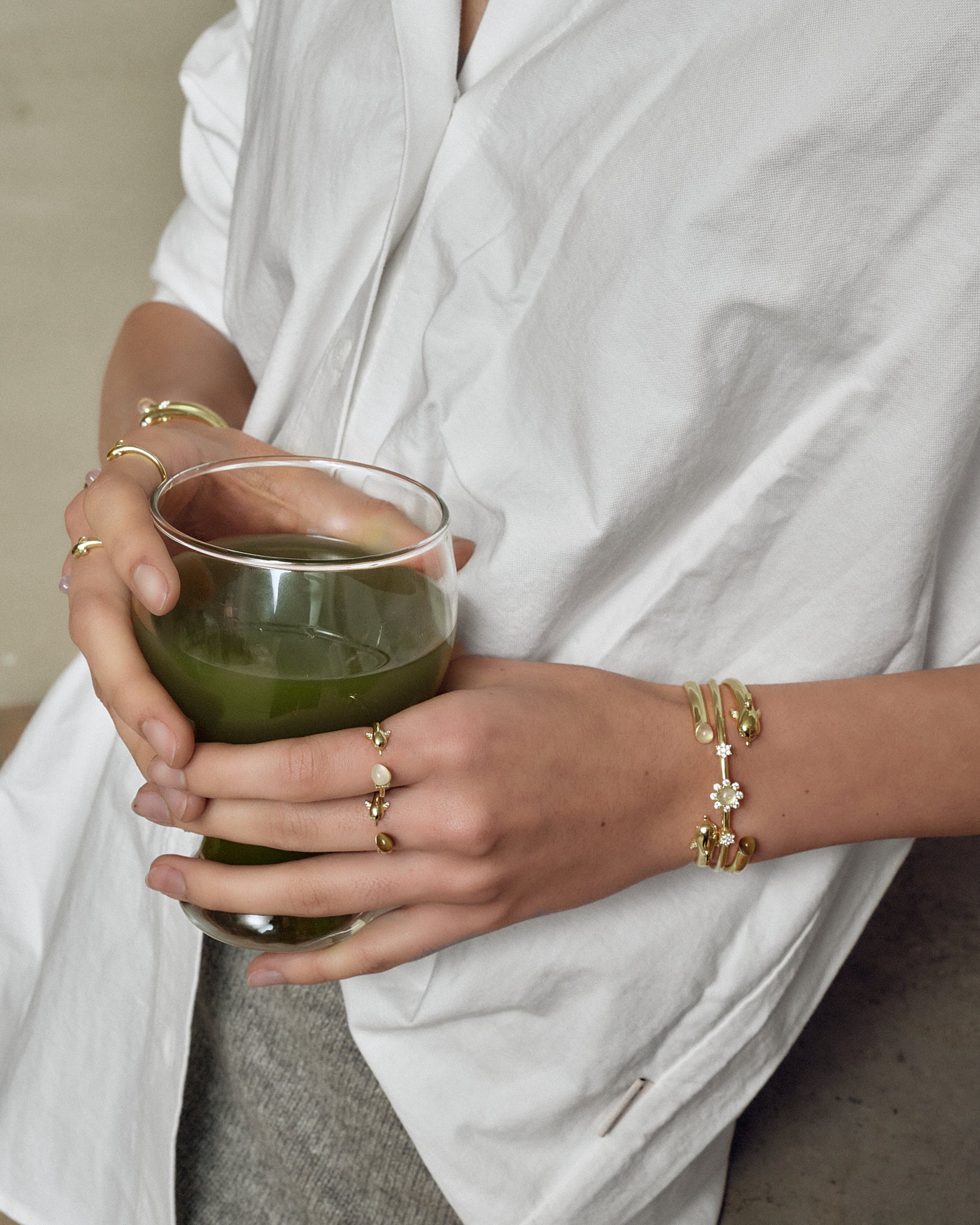Dolphin Bangle cuff detail on model - FREQNC atelier