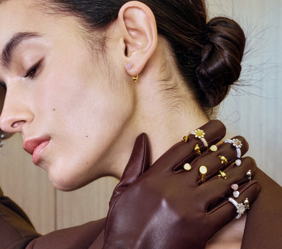 Dolphin Earrings worn on model close-up - FREQNC spirit animal