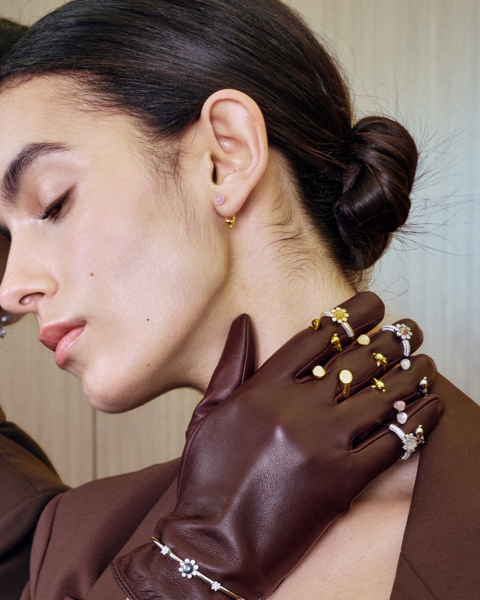 Dolphin Earrings worn on model close-up - FREQNC spirit animal