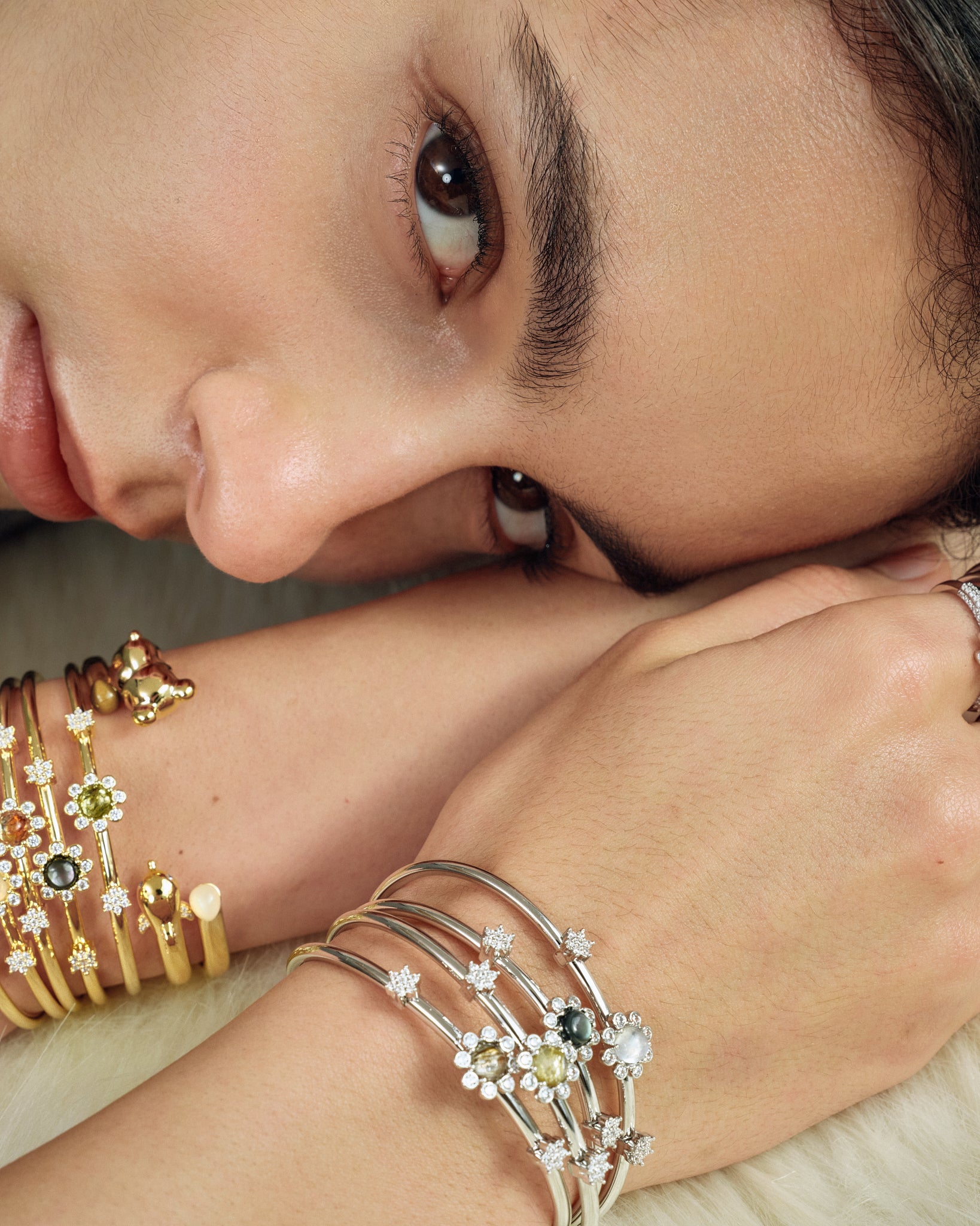 close up 8 petals bangle crystal detail FREQNC atelier