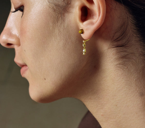 Serpent Earrings ear jacket detail on model - FREQNC atelier