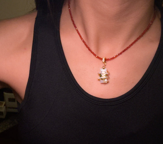 Cassie Red Agate String Necklace carnelian bead texture - FREQNC atelier