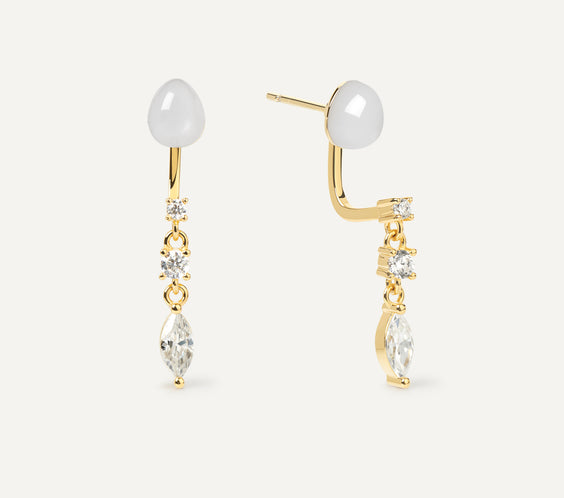 Serpent Earrings ear jacket with moonstone crystal sterling silver - FREQNC atelier