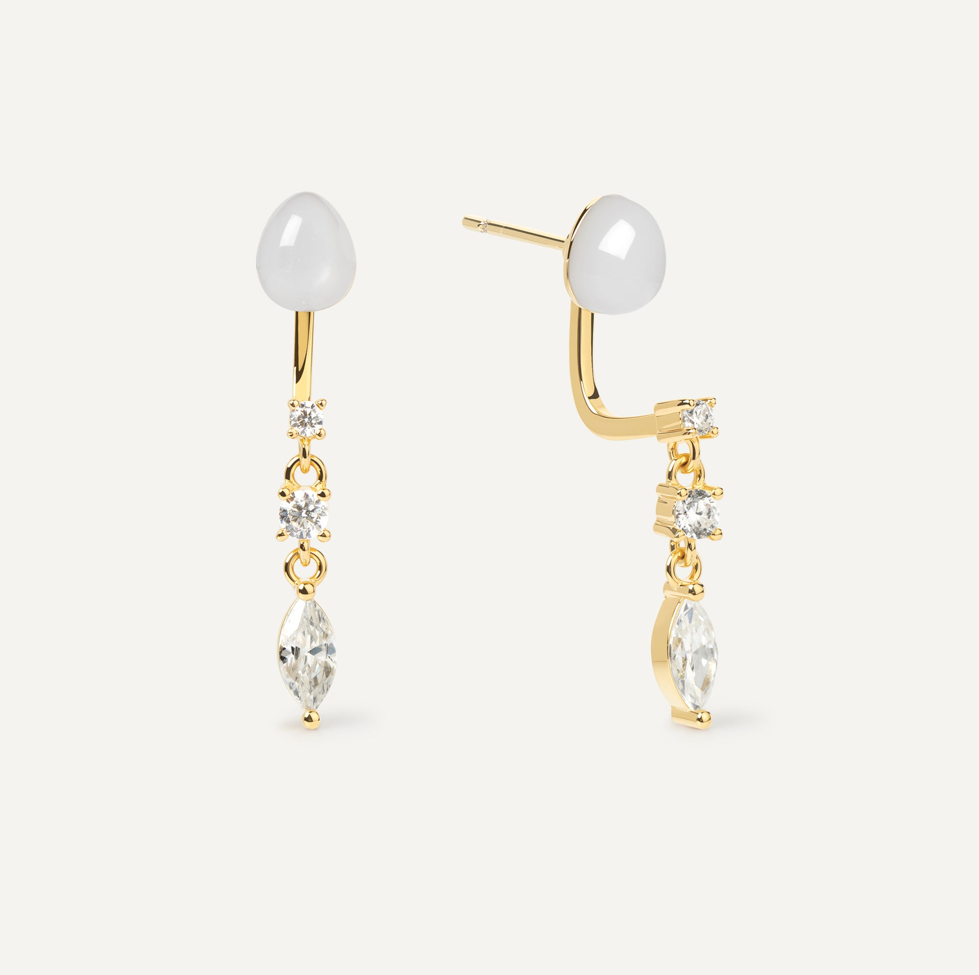 Serpent Earrings ear jacket with moonstone crystal sterling silver - FREQNC atelier