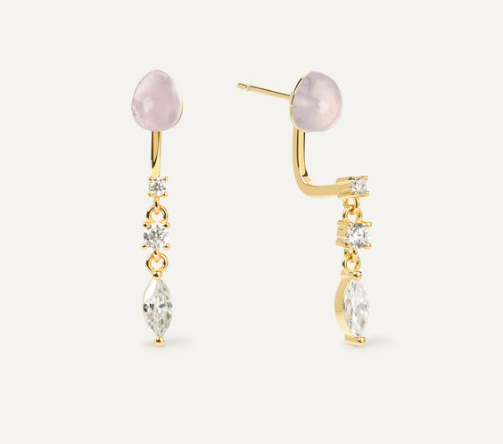 Serpent Earrings with rose quartz crystal - FREQNC atelier
