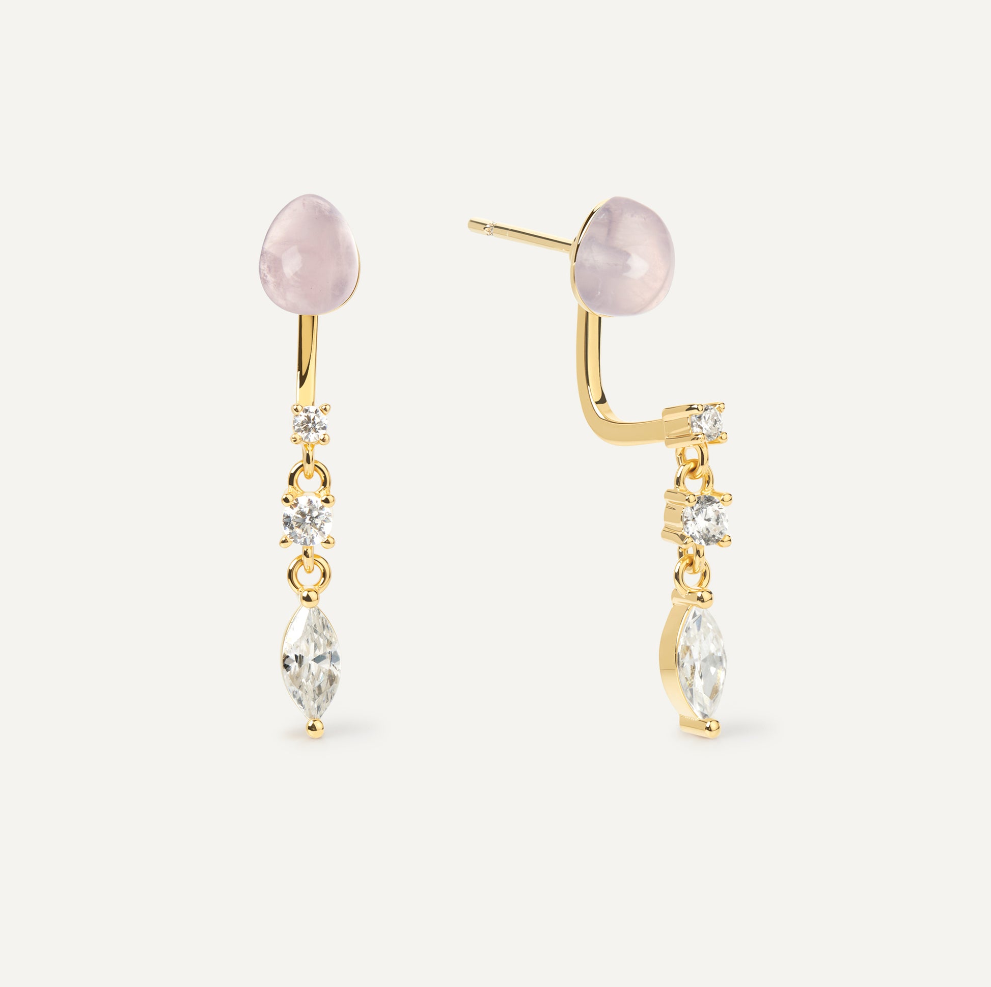 Serpent Earrings with rose quartz crystal - FREQNC atelier