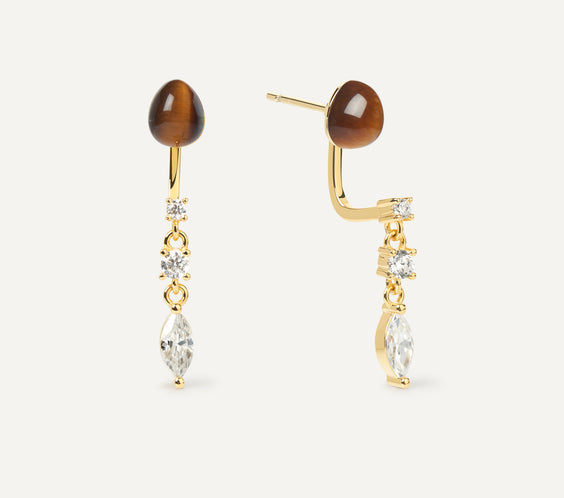 Serpent Earrings with tiger's eye crystal - FREQNC atelier