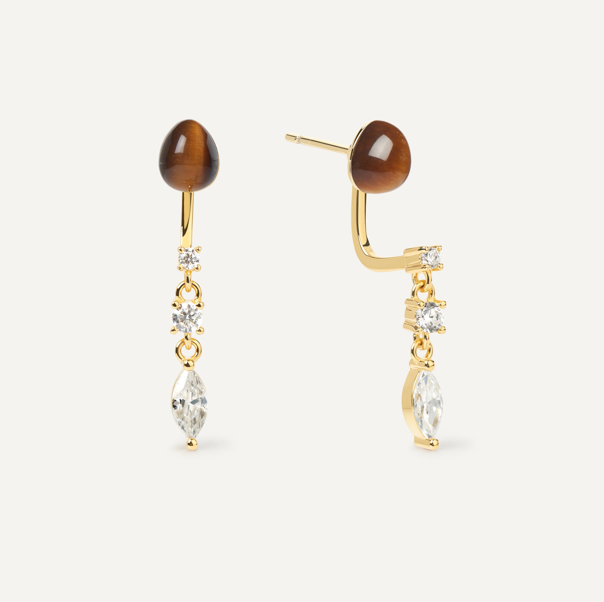 Serpent Earrings with tiger's eye crystal - FREQNC atelier