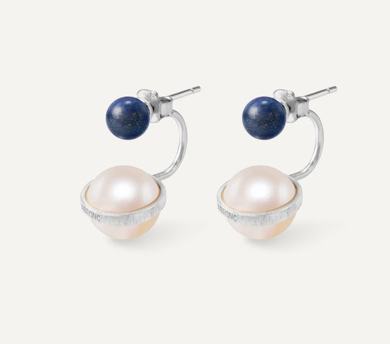 Orphic Cosmic Egg Earrings crystal and pearl ear jacket - FREQNC atelier