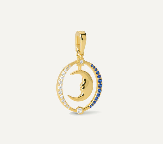 Moon Charm sterling silver pendant side view - FREQNC atelier