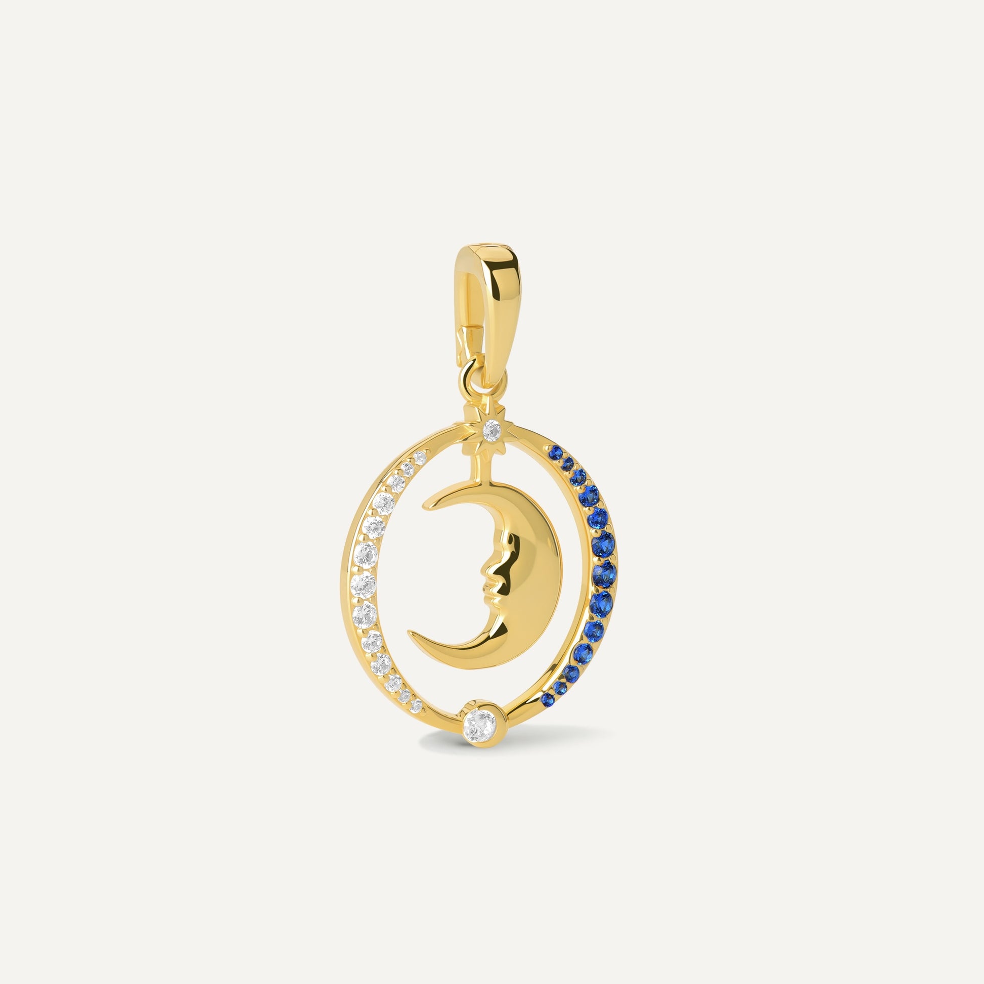 Moon Charm sterling silver pendant side view - FREQNC atelier