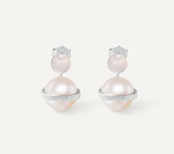 Orphic Cosmic Egg Earrings with white agate crystal - FREQNC