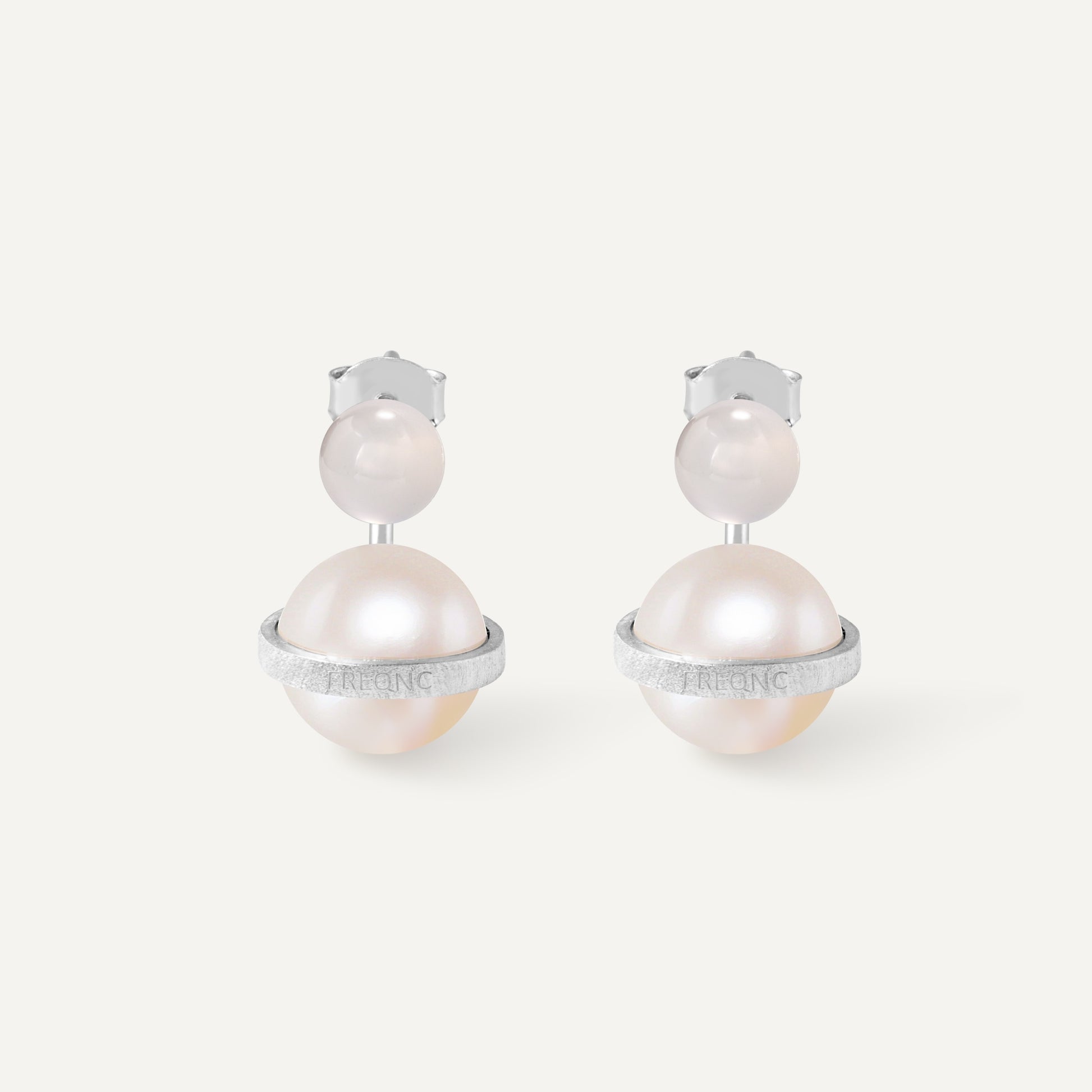 Orphic Cosmic Egg Earrings with white agate crystal - FREQNC